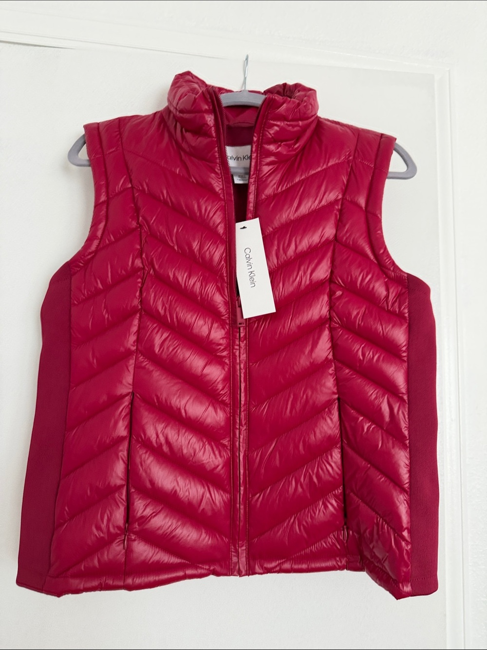 Calvin Klein Quilted Maroon Puffer Vest - Deep Pink Red